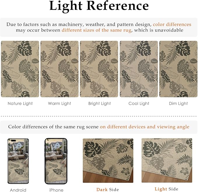 Easy Jute Rug Outdoor Indoor 8x10 Patio Mat Porch Light Brown Natural Non Slip - Image 6