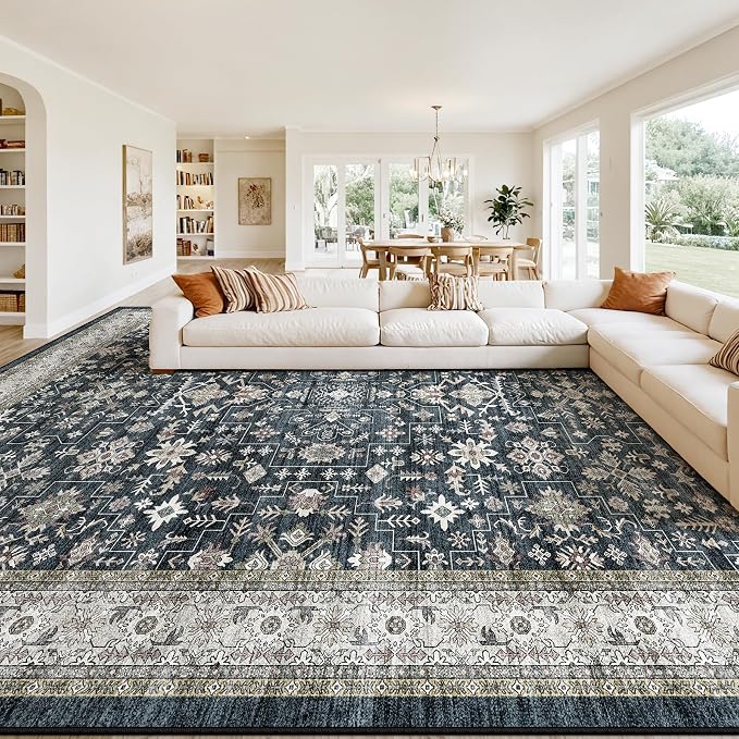 Ashen Farmhouse Washable 8x10 Area Rugs by WelcometoBabovid