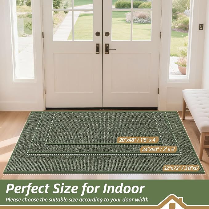 BEQHAUSE Dirt Trapper Door Mat 32" x 72", Non-Slip Washable Doormats Entrance - Image 2