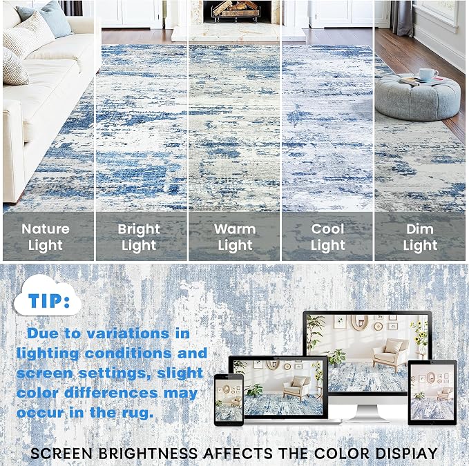 Area Rugs 5x7 Living Room: Large Soft Washable Rug Modern Abstract Anti-Skid - Image 9