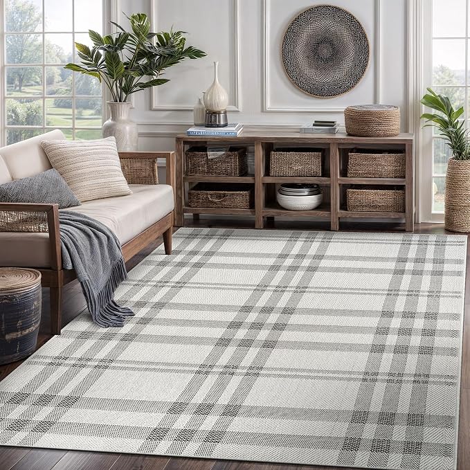 CAMILSON Easy Jute Rug 5x7, Indoor Outdoor Off-White Color Fiber Area Rugs - Image 4