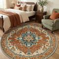 RELEANY Area Rugs Round 6ft Washable Non-Slip, Floral Vintage Distress by RELEANY