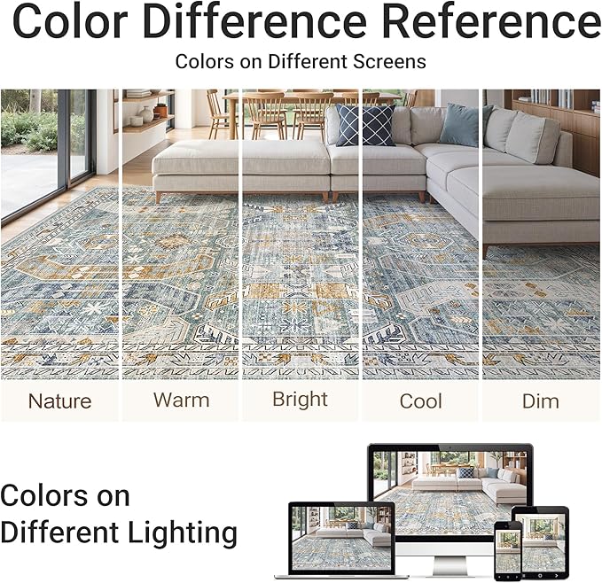 befbee 5x7 Area Rugs for Living Room, Stain Resistant Washable Rug, Non-Slip - Image 6