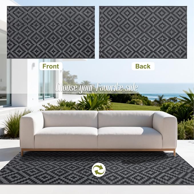 SAND MINE Waterproof Outdoor Rug, Plastic Reversible Rug, Modern Area Rug - Image 3