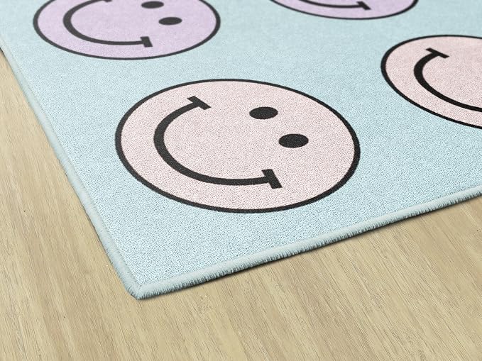 Flagship Carpets Pastel Rainbow Smileys Criss-Cross Applesauce Educational Area - Image 5