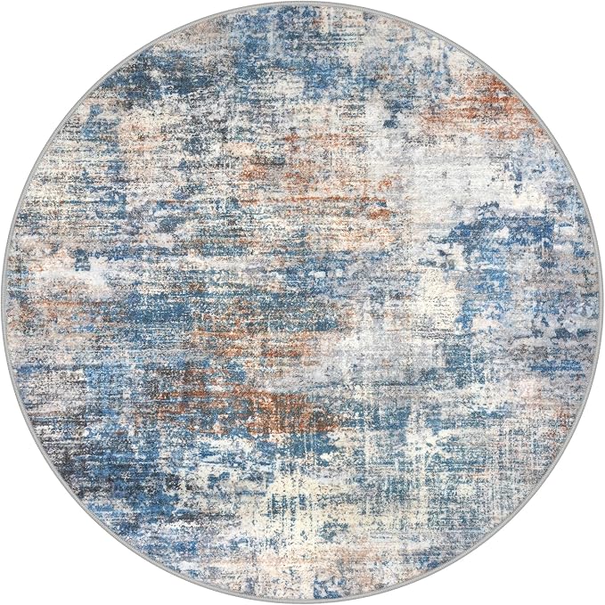 IOHOUZE Abstract Round Area Rug 6 Ft Washable Circle Rugs Large Round Rug Non - Image 10