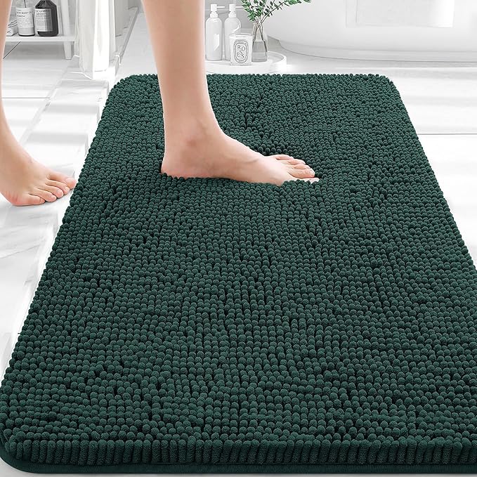 OLANLY Bathroom Rugs 32x20, Extra Soft Absorbent Chenille Bath Rugs, Rubber by OLANLY