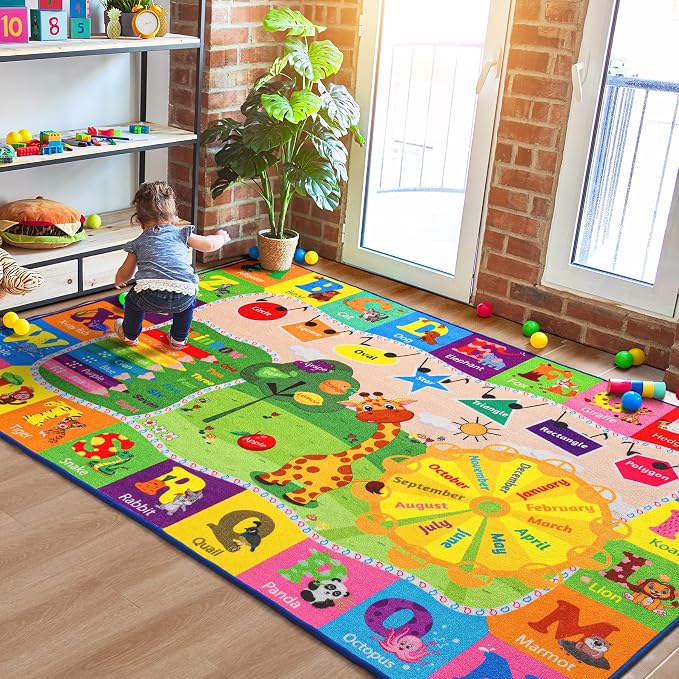 5x7 Playroom Rugs for Kids Washable, Educational and Fun Playmat - Image 4