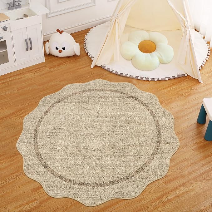 GarveeHome Scalloped Round Rugs 6Ft Washable Area Rug - Image 6