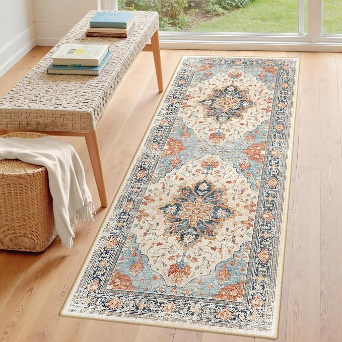 RELEANY Area Rugs Runner 3'x6' Washable Non-Slip, Floral Vintage Distress - Image 3