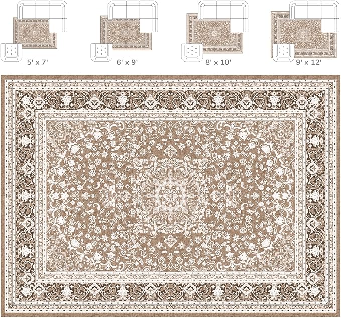 Lessymo 6 x 9 Area Rugs for Living Room, Machine Washable Area Rugs Boho Faux - Image 2