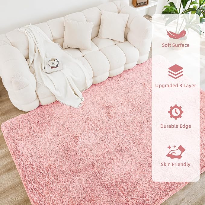 Litanika 5x8 Shag Area Rug for Living Room Bedroom, Non-Shedding Modern Indoor - Image 4