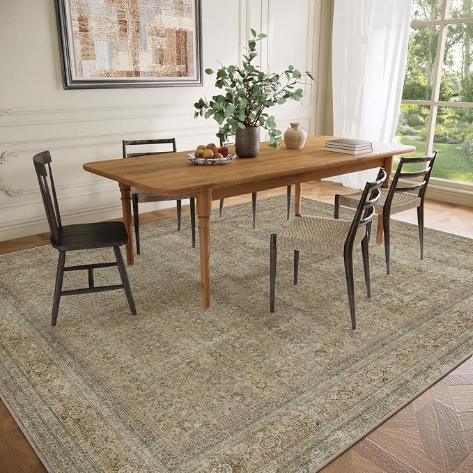 10x12 Area Rugs for Living room: Bedroom Rug Washable Vintage Stain Resistant - Image 5