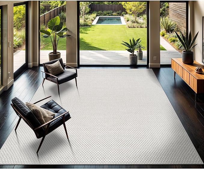 CAMILSON Easy Jute Rug 10x14 Indoor Outdoor Off-White Farmhouse Area Rugs - Image 7