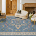 Washable 7x9 Area Rug for Living Room, Dusty Blue Modern Boho Carpet for by HazoHaus