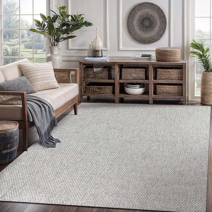CAMILSON Easy Jute Rug 8x10, Indoor Outdoor Grey Color Area Rugs by CAMILSONIndoorOutdoorAreaRugs