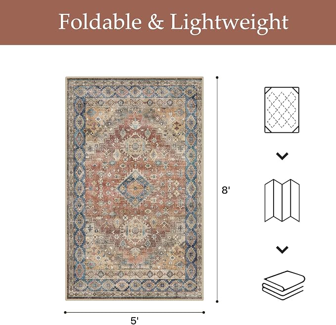 GENIMO Outdoor & Indoor Area Rug 5'x8', Waterproof, Non-Shedding, Easy Cleaning - Image 2