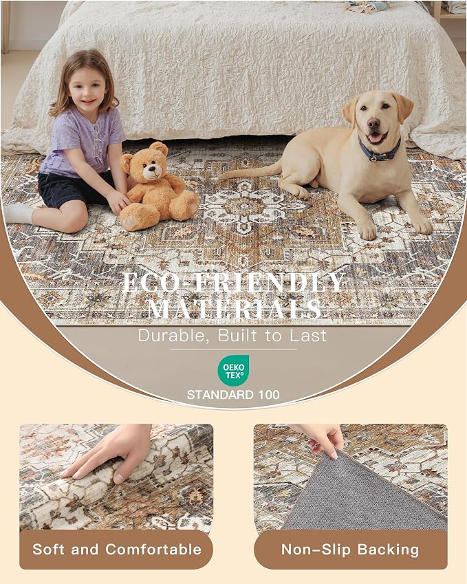Madane 5x7 Area Rugs for Living Room, Stain Resistant Washable Rugs, Non-Slip - Image 5
