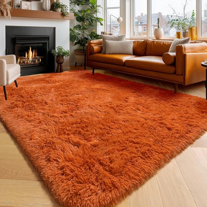 Amdrebio Burnt Orange Area Rugs by Amdrebio