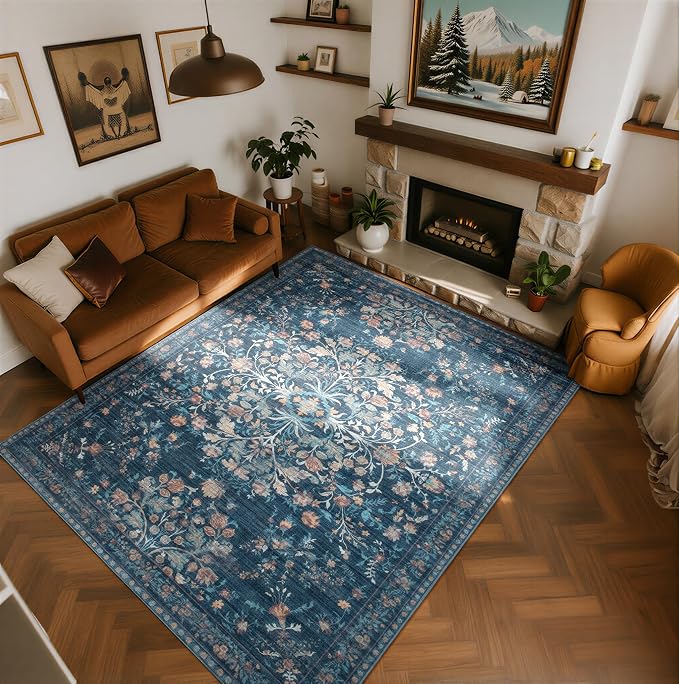 Washable Rugs 8x10 Area Rugs for Living Room, Ultra Soft Faux Wool Retro Carpets by BGASZMakeYourHomeMoreCozy
