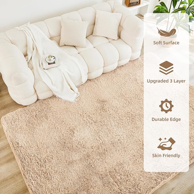 Litanika 6x9 Shag Area Rug for Living Room Bedroom, Non-Shedding Modern Indoor - Image 4