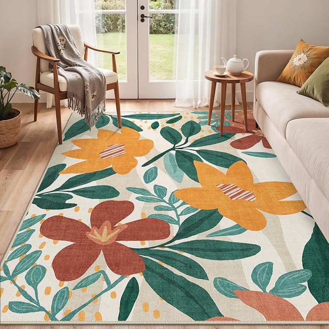 GENIMO Indoor Outdoor Area Rug 5'x8', Machine Washable Rugs - Image 6