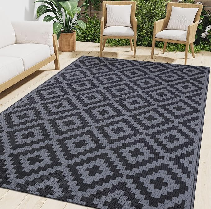 Smiry Waterproof Outdoor Rug 6x9 ft, Reversible Plastic Straw Patio Camping Rugs by Smiry
