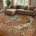RELEANY Area Rugs 8'x10' Washable Non-Slip, Floral Vintage Distress Medallion by RELEANY