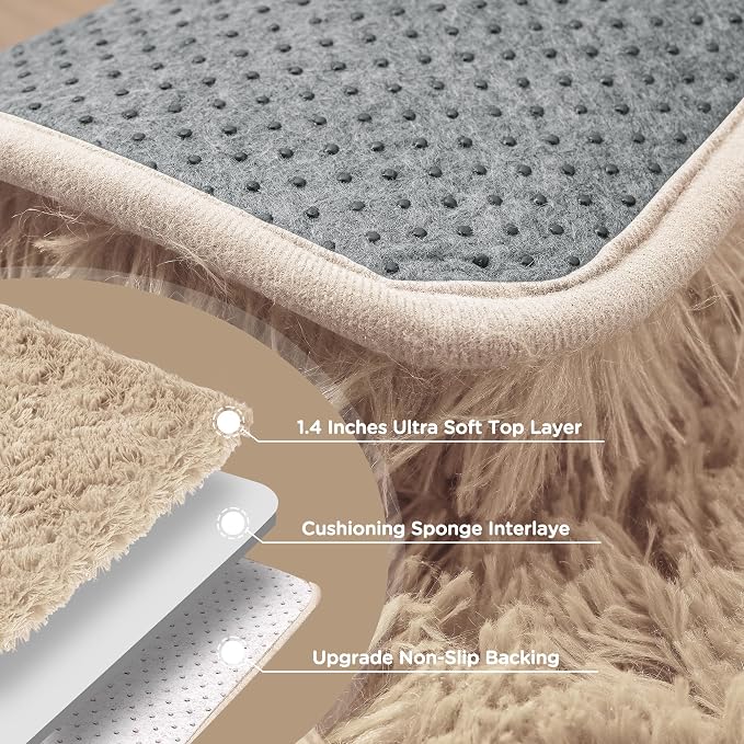 Beige Shag Area Rug for Bedroom, 4x6 Fluffy Shaggy Rugs for Living Room Boys - Image 7