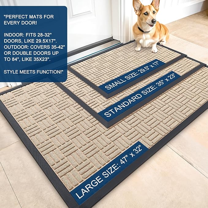 OLANLY Front Door Mat Outside Entrance 71x23, Heavy Duty Sturdy Natural Rubber - Image 2