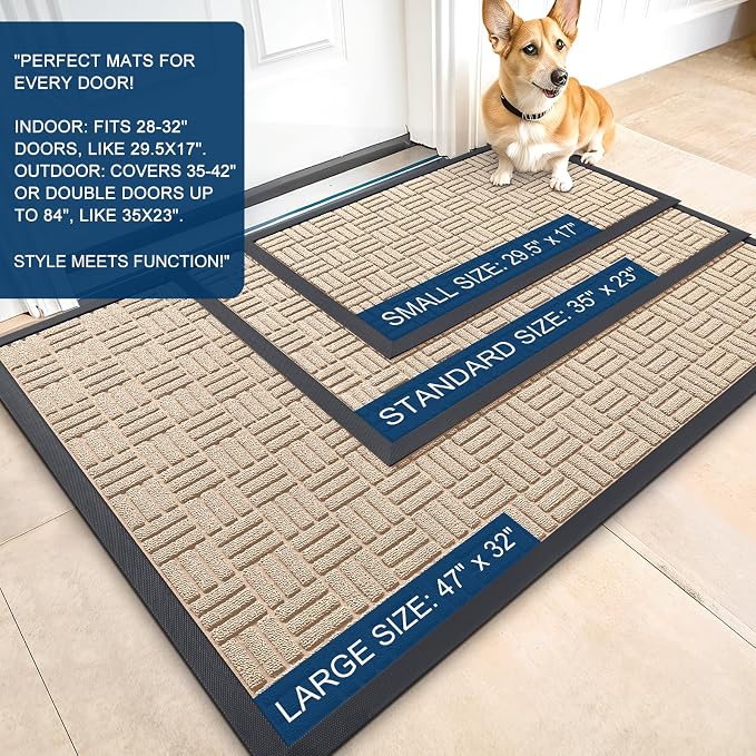 OLANLY Front Door Mat Outside Entrance 33x21, Heavy Duty Sturdy Natural Rubber - Image 2