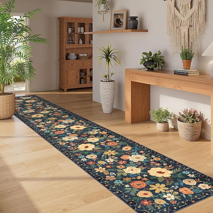 DUKINO 2x12 Washable Runner Rug, Ultra Soft Floral Runner Rug - Image 5