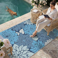 HUGEAR Floral Textured Weave Indoor Outdoor Area Rug 4X6 Washable High Traffic by HUGEAR