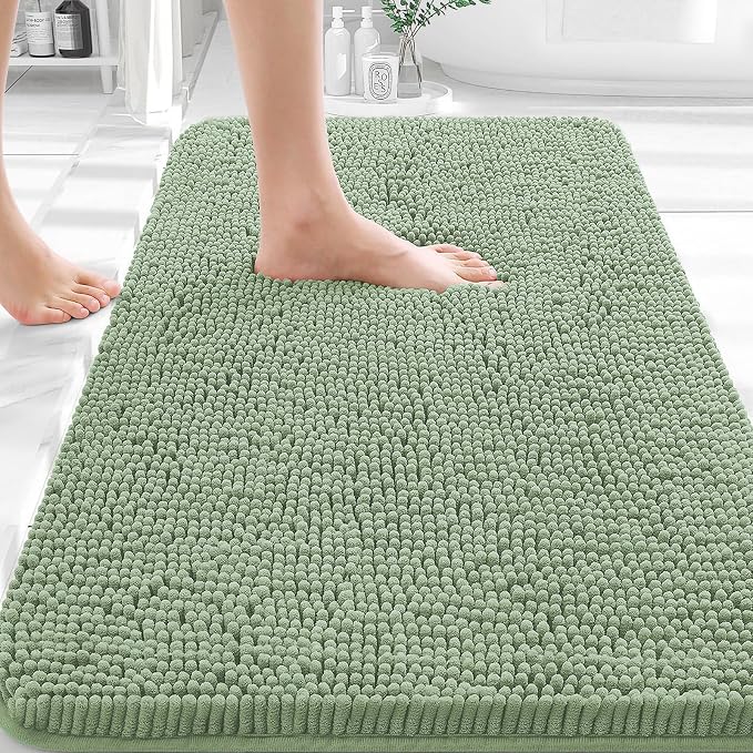 OLANLY Bathroom Rugs 30x18, Extra Soft Absorbent Chenille Bath Rugs, Rubber by OLANLY