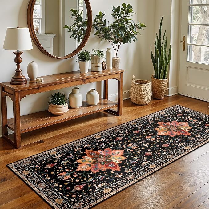 RELEANY Area Rugs Runner 2'x5' Washable Non-Slip, Floral Vintage Distress - Image 2