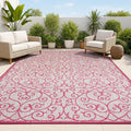JONATHAN Y Vintage Filigree Indoor Outdoor Area Rug 4X6 Light Gray/Fuchsia by JONATHANY