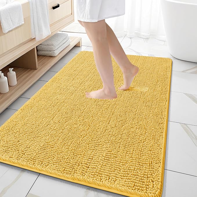 OLANLY Large Bathroom Rugs 59x35, Extra Soft Absorbent Chenille Bath Rugs by OLANLY