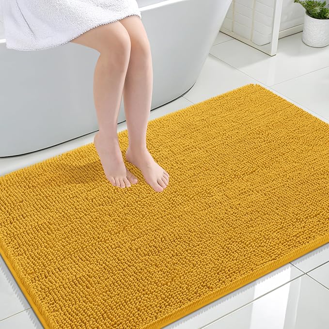 OLANLY Large Bathroom Rugs 44x32, Soft Absorbent Chenille Bath Rugs, Rubber by OLANLY