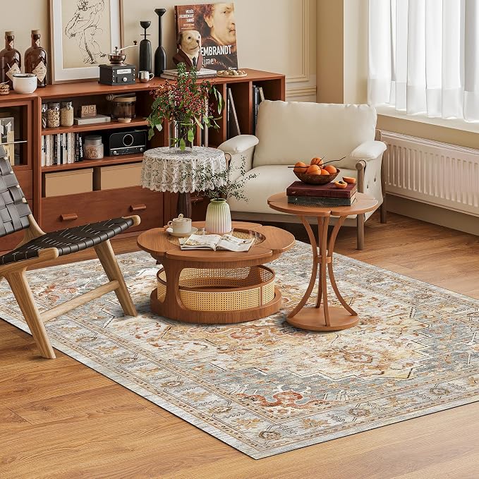 Washable Area Rug 4' x 6' Vintage Traditional Persian Mat - Image 2