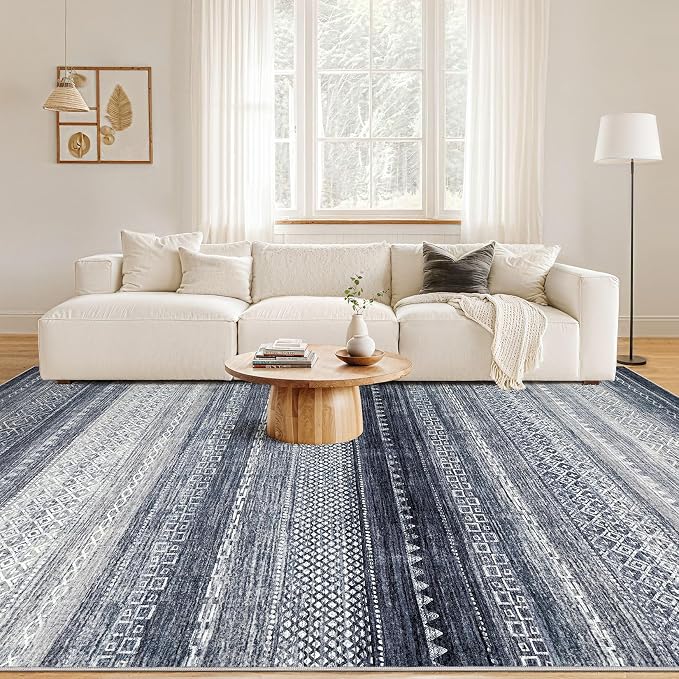 Nakagishi 10x12 Area Rug Living Room: Washable Boho Large Neutral Modern Soft - Image 4