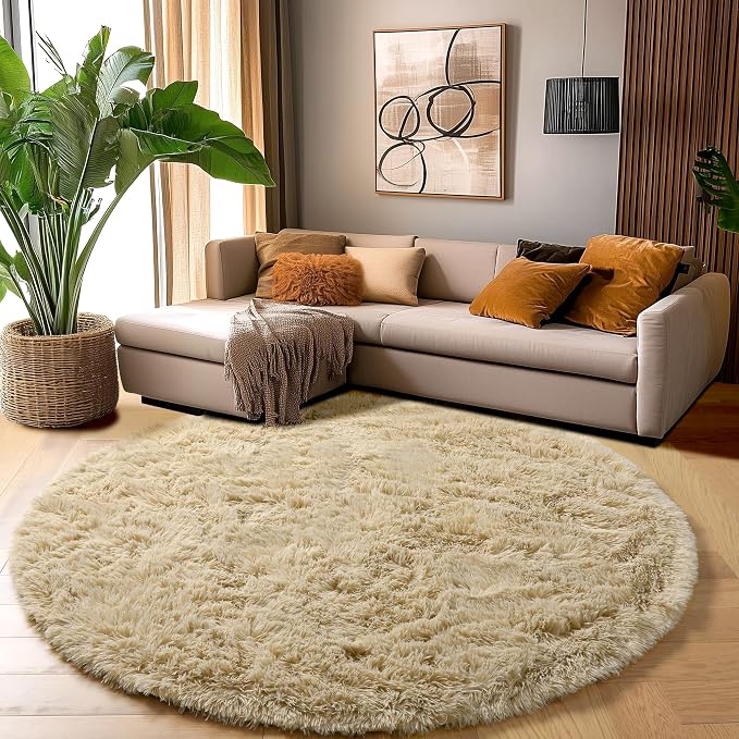 Amdrebio Beige Round Area Rug 6Ft - Image 7