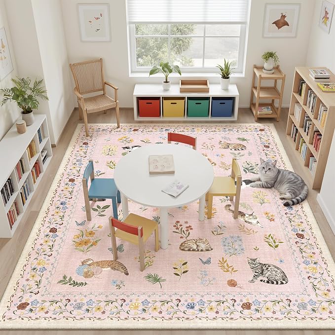 Soalmost Cat 9x12 Pink Area Rugs - Image 2