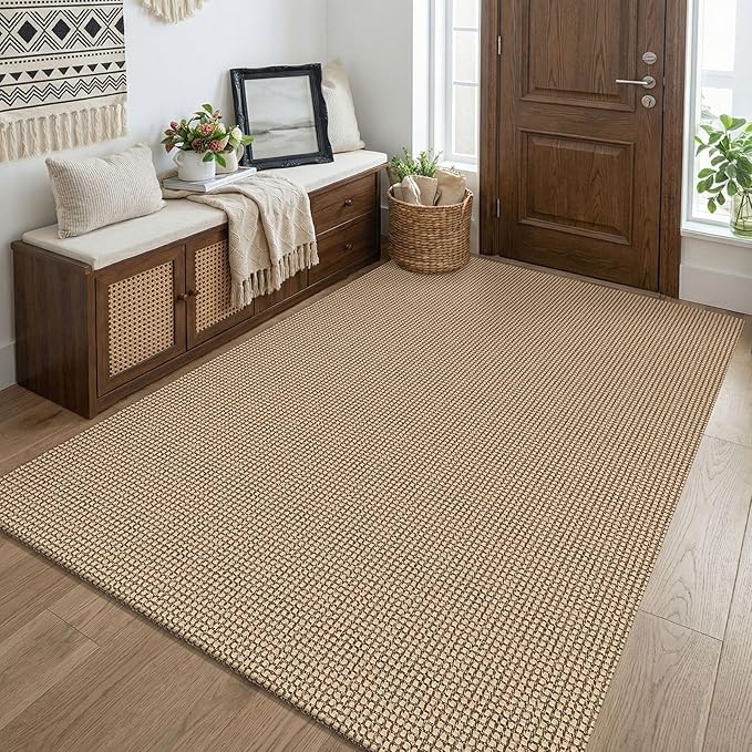 KOZYFLY Boho Washable 4x5 Entry Woven Area Rug, Braided Throw Rugs by KOZYFLY