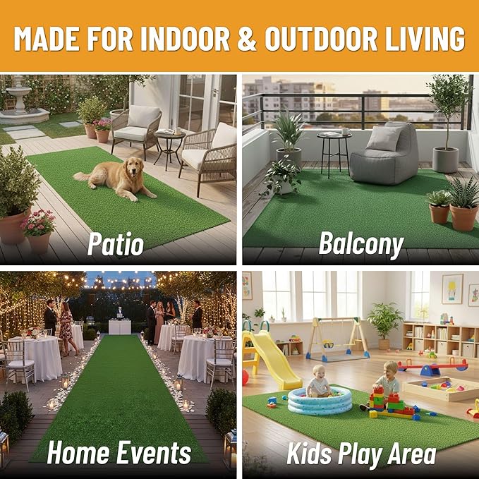 Ottomanson Artificial Turf Lite 78" x 48', Fake Grass Carpet - Image 4