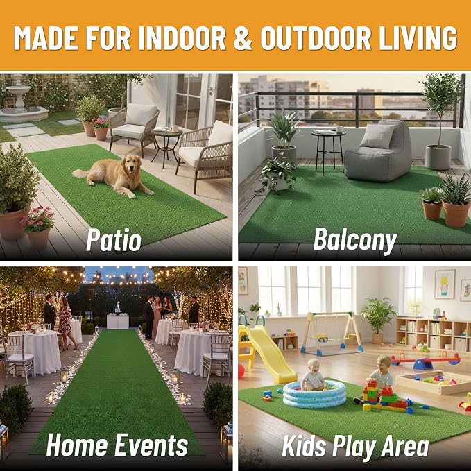 Ottomanson Artificial Grass Runner Lite 22" x 12', Fake Grass - Image 4