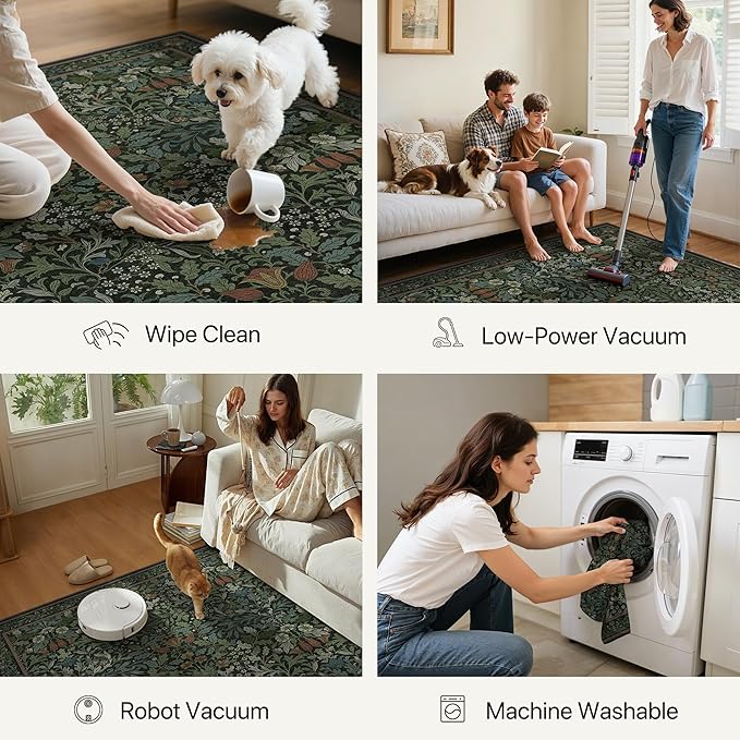 GENIMO Floral Washable Runner Rug 2’6”x12’, Non-Slip Long Hallway Carpet - Image 7