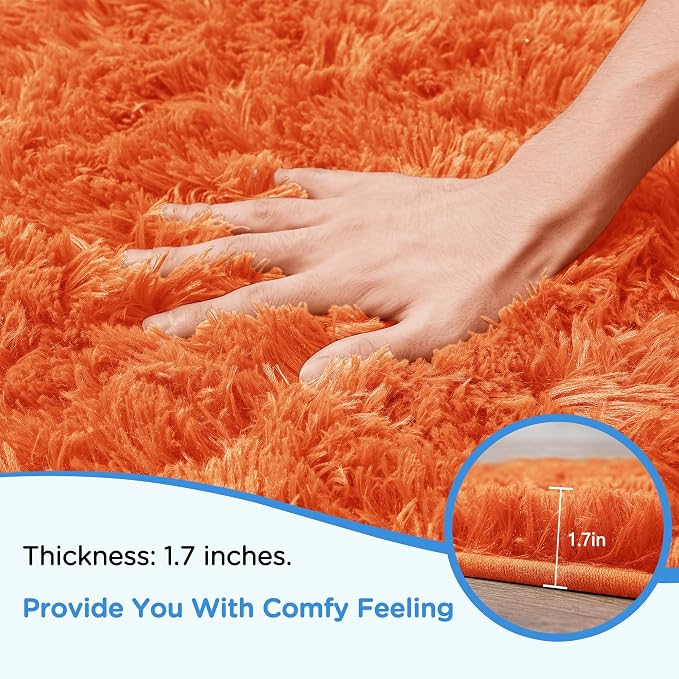 8x10 Orange Area Rugs for Living Room, Large Fluffy Shag Rug for Bedroom Nursery - Image 5