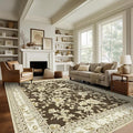Extra Large Browm Area Rug for Living Room 10x14, Floral Dining Room Rugs for by BILEEHOME