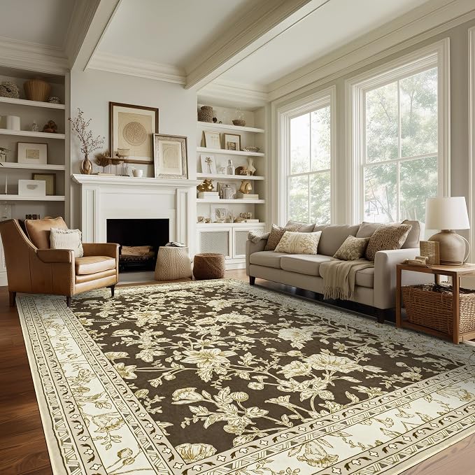 Browm Farmhouse Washable 9x12 Area Rugs - Image 6