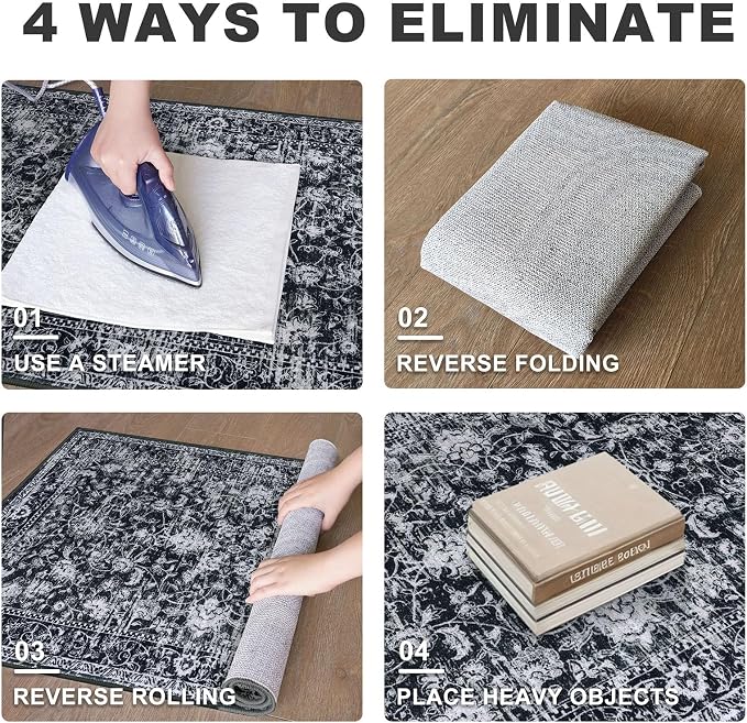 KILOCOCO Washable Runner 2x5 Rug Runner Printed Vintage Floral Kitchen Runners - Image 8